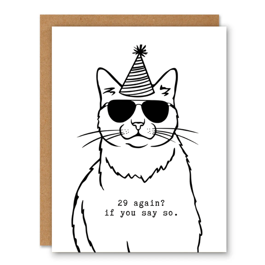 29 Again Cat Birthday Card