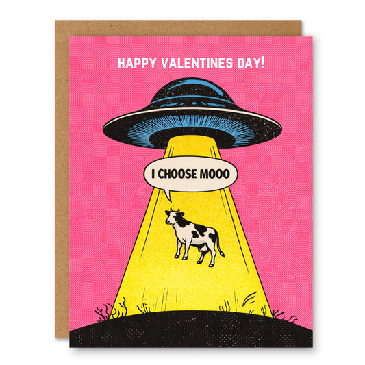 I Choose Moo UFO Greeting Card